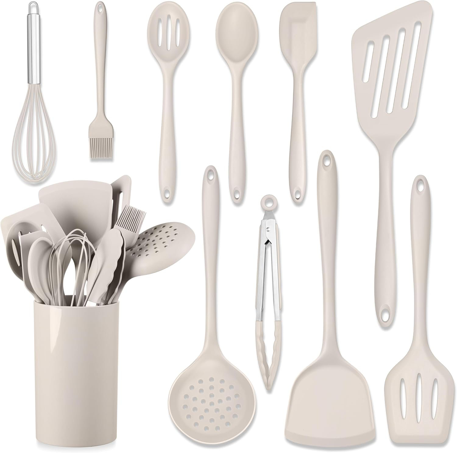 Xiangong 11-Piece Silicone Kitchen Utensil Set With Holder, Heat ...