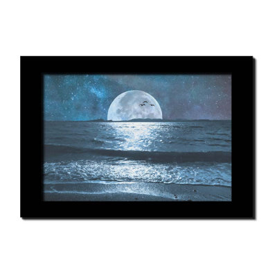Big Moon in a Night Sky by Hal Halli. Paper Print - Mounted & Framed with Clear Acrylic