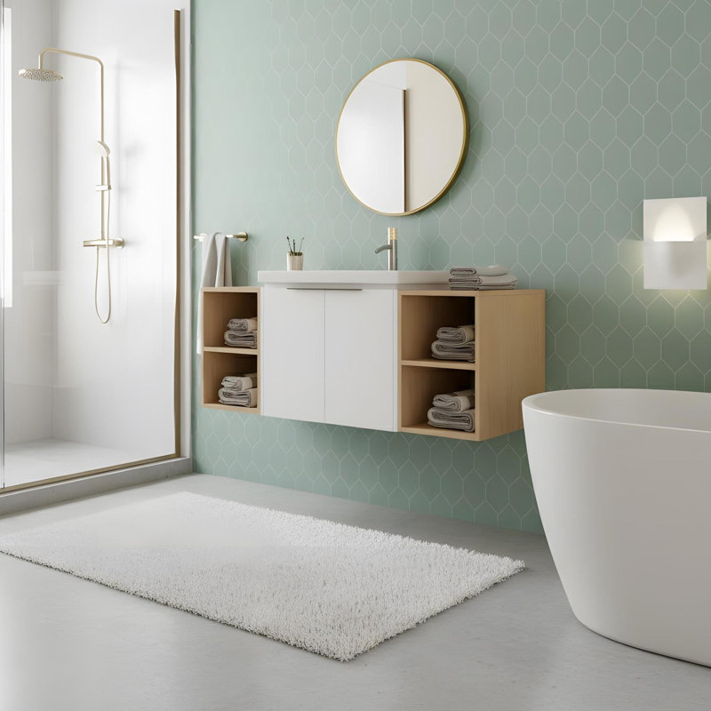 Meuble-lavabo de salle de bain avec lavabo et tablette de rangement