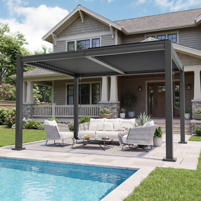 Pergola en aluminium avec toit à persiennes réglable 