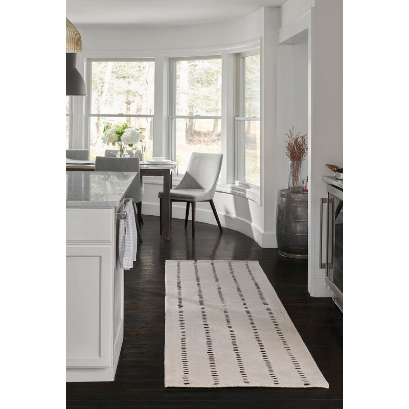 Austen Hand Tufted Wool Striped Area Rug in Beige, Rectangle 3'6" x 5'6"