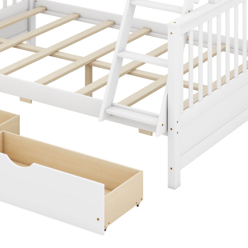 Lit simple superposé sur lit double en bois massif Envere par Harriet Bee
