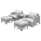 Shiey Sling 5 Piece Club Patio Chair Set - Beige Fennel
