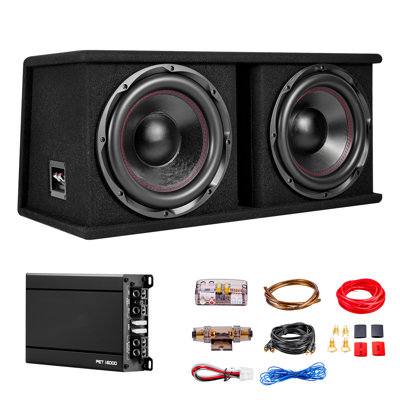 Ensemble de caisson de basse pour caisson de basse, 12 po, 1200 W RMS, caisson de basse audio et amplificateur, avec enceinte chargée, amplificateur séparé et ensemble de câblage, pour différents véhicules, systèmes audio de voiture
