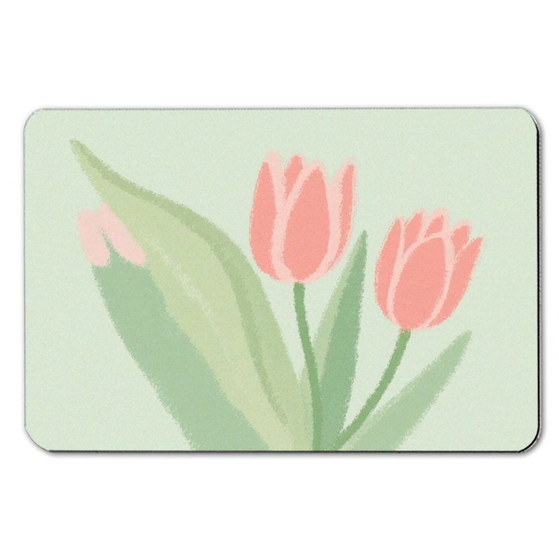 Tapis de bain rose et vert tulipe, 36 W x 24 L