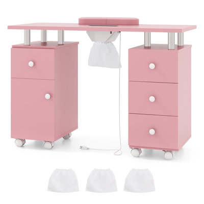 Manicure Table Nail Desk w/ Electric Dust Collector 3 Dust Bags Wrist Rest 