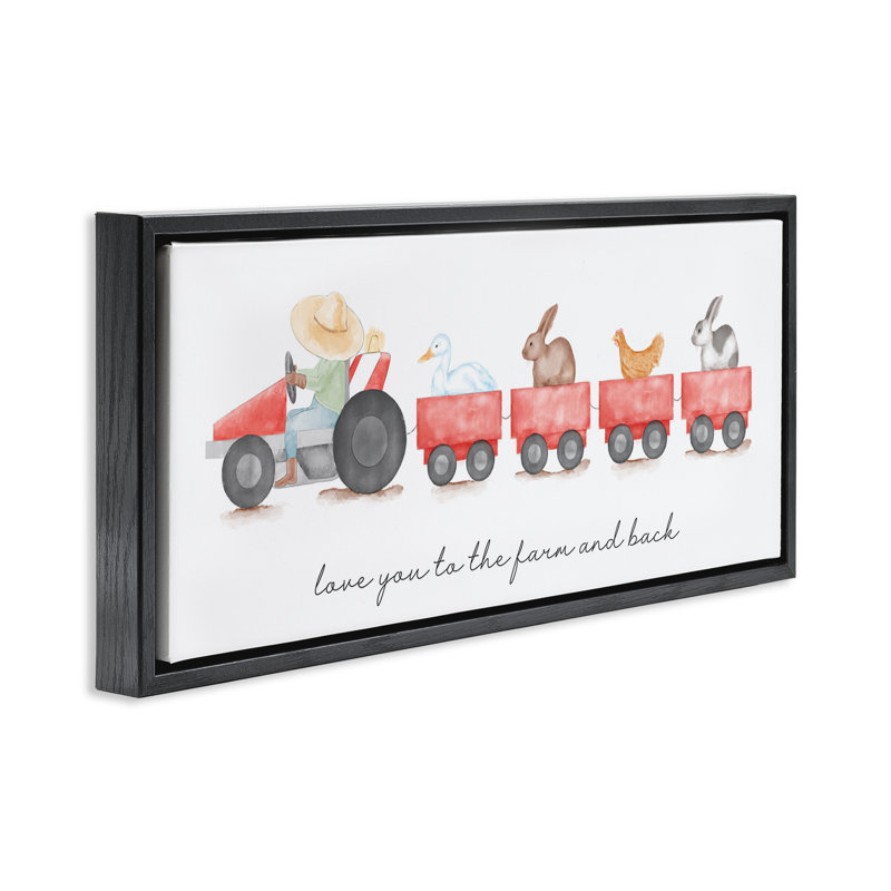 «Love You Farm & Back» par Daphne Polselli, Cadre flottant noir de jais, H 11 po x l 25 po