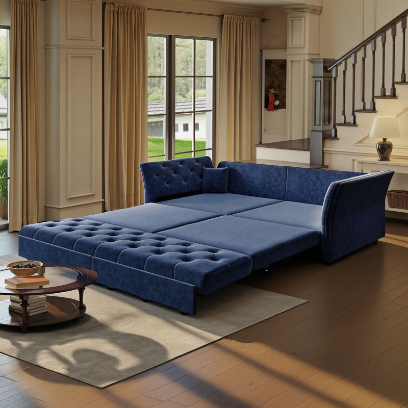 Canapé-lit convertible 74,4 po pour grand lit, Bleu