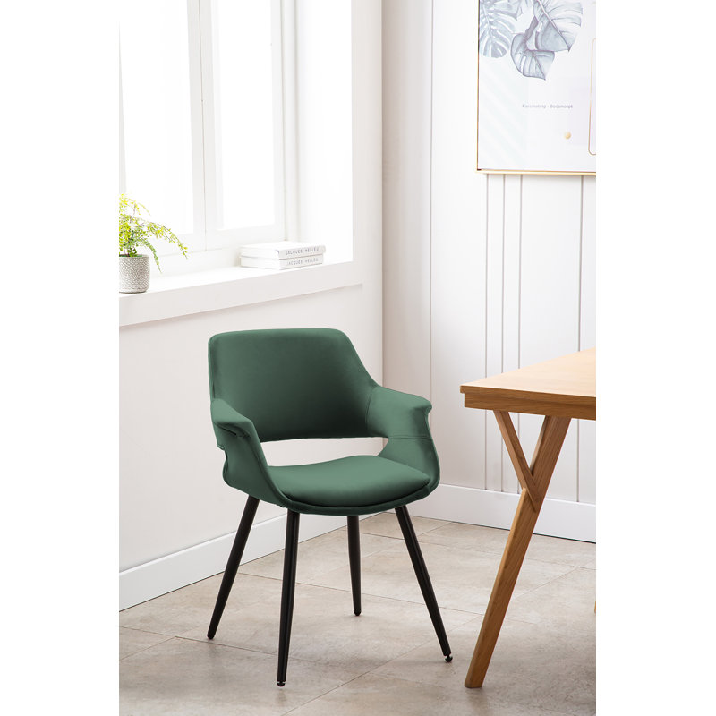 Shelton Velvet Dining Chair with Metal Legs, Green