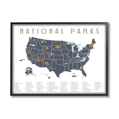 " National Parks United States Adventure Map Blue White " by Daphne Polselli