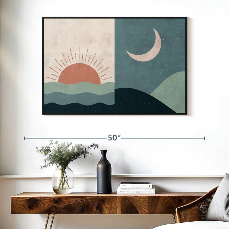 Boho lever et coucher de soleil II, Cadre flottant noir, 40 po x 27 po