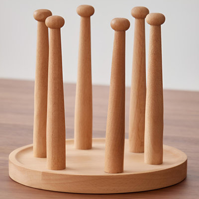 Porte-gobelet inversé en hêtre naturel - Support de rangement simple, à l'épreuve de la poussière
