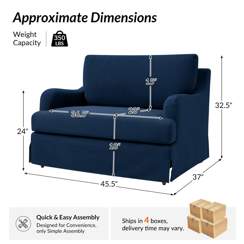 Chaise parsons surdimensionnée avec accoudoirs uniques Terren, Marine