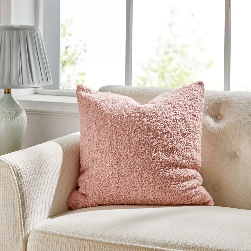 FRENCH BOUCLE Reversible Throw Pillow, Pink, Feather