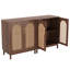 Buffet 59 po en rotin brun foncé et bois jaune