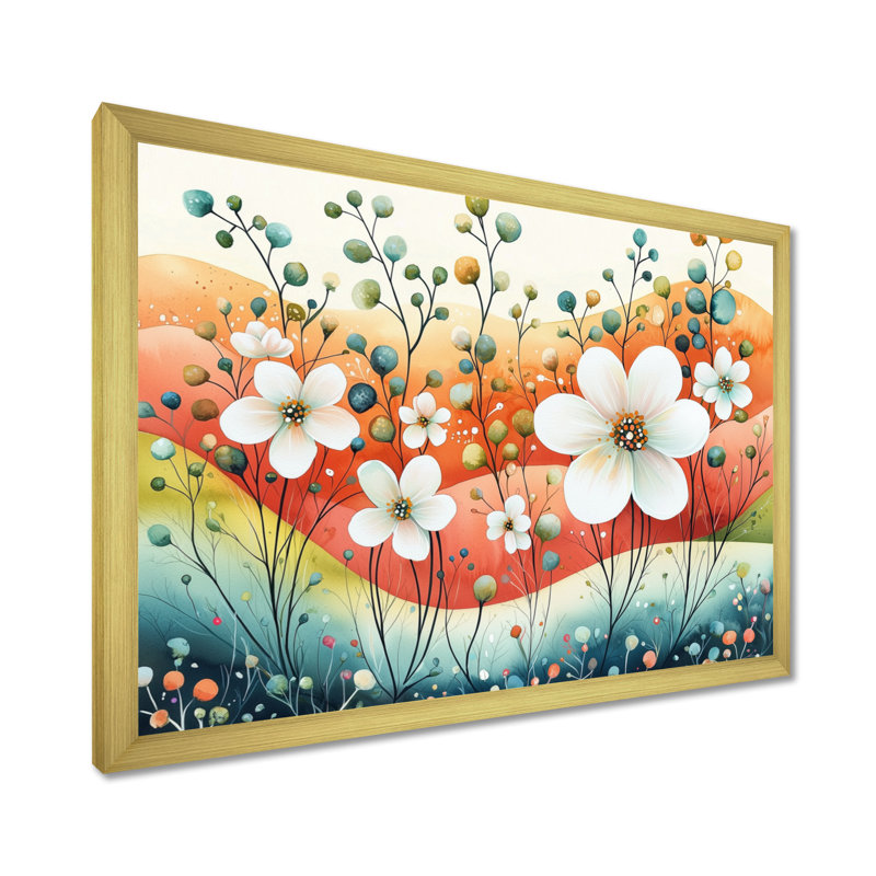 Désert, fleur de pommier, champ I, H 12 po x l 20 po, Doré, Picture Framed
