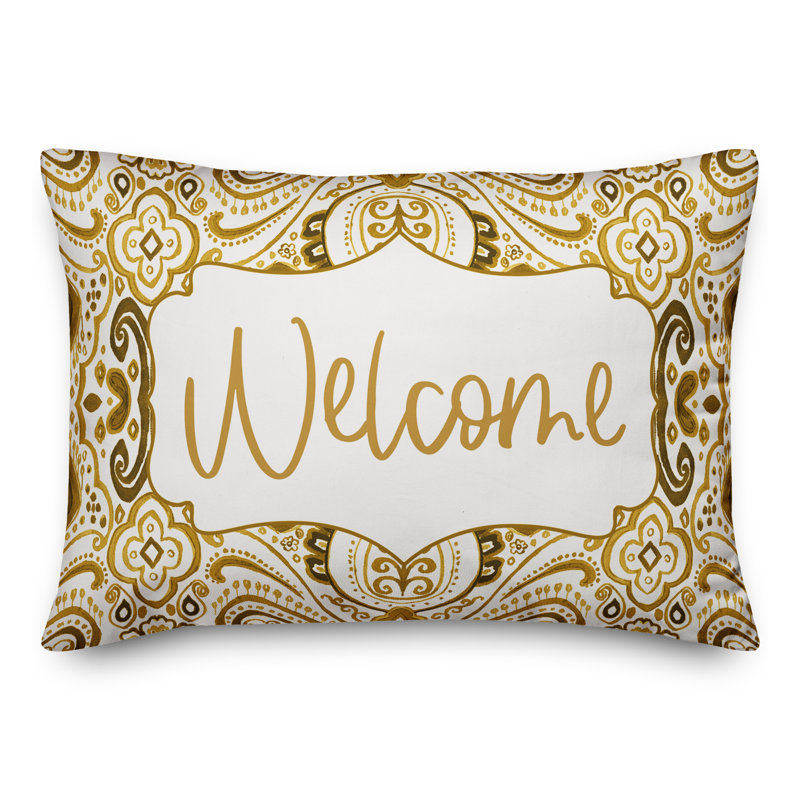  Welcome Outdoor Rectangular Pillow Cover and Insert, Yellow
