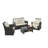 4 Pieces Outdoor Patio Furniture Sets Garden Rattan Chair Wicker Set, Poolside Lawn Chairs with Tempered Glass Coffee Table Porch Furniture-493191086
