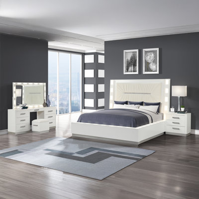 Ensemble de chambre avec lit coiffeuse 5 pièces Vannida