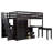 Loft Bed with Stairs, Bookshelf, Drawers, Desk & Wardrobe-839479140-839479142