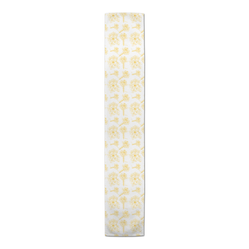 Floral Table Runner, 72" x 16", Yellow