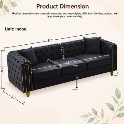 Modern 3+2 Seater Velvet Loveseat Sofa with Button Tufting, Rolled Arms, Gold Legs, and Sturdy Hardwood Frame for Comfort and Lasting Elegance.