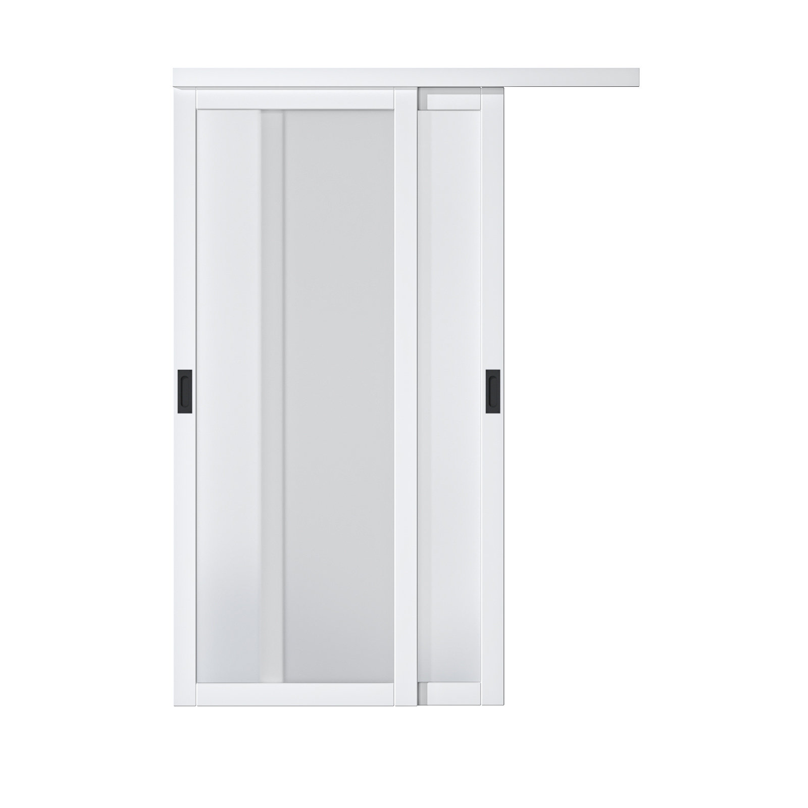 1 Lite Tempered Mirrowed White Sliding Closet Door with Hardware