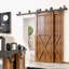Ensemble de quincaillerie de porte de grange à double rail à double rail noir à motif de losanges noirs (porte non incluse)-923403627
