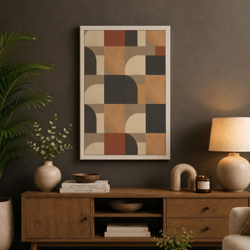 Harmony Geometric - Wrapped Canvas, 18x12 - 45.7 x 30.5 cm, Cream Border