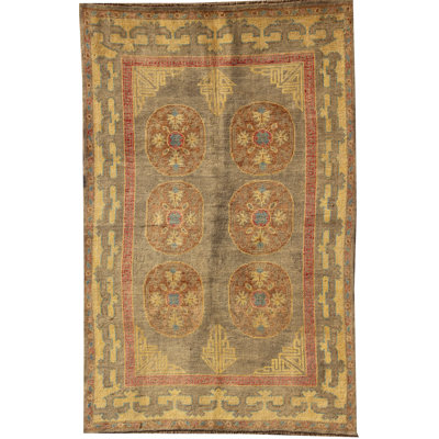Rectangle 170 cm x 247 cm Geometric Hand Knotted Area Rug