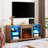 Tv Stand With Built-In Fireplace, Oak, 60 - 69" Compatibility, Led Lights, Flame Color Adjustment Console Electric 3 Levels Brightness, Charging, 60-69" Tv, Oak