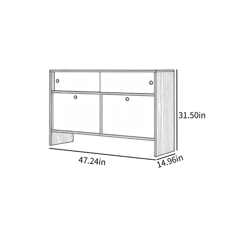Petite vitrine de style petite maison, H 31,5 po x l 47,24 po x P 14,96 po, Brun