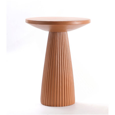 Table d'appoint à base cannelée légère en oxyde de magnésium, table d'appoint ronde de 17,72 po de diamètre