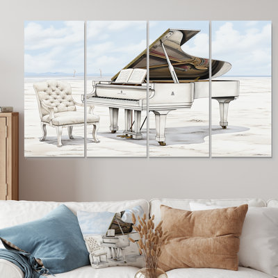 Ensemble de 4 pièces monochromes de piano à queue noir et blanc