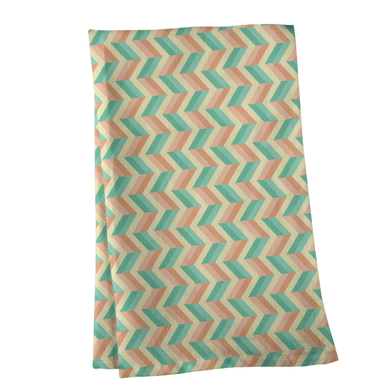 Serviette à thé chevron Mcguigan, Sergé de coton, Orange / vert / beige