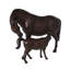 Sculpture cheval polystone décoratif brun foncé avec maman et bébé