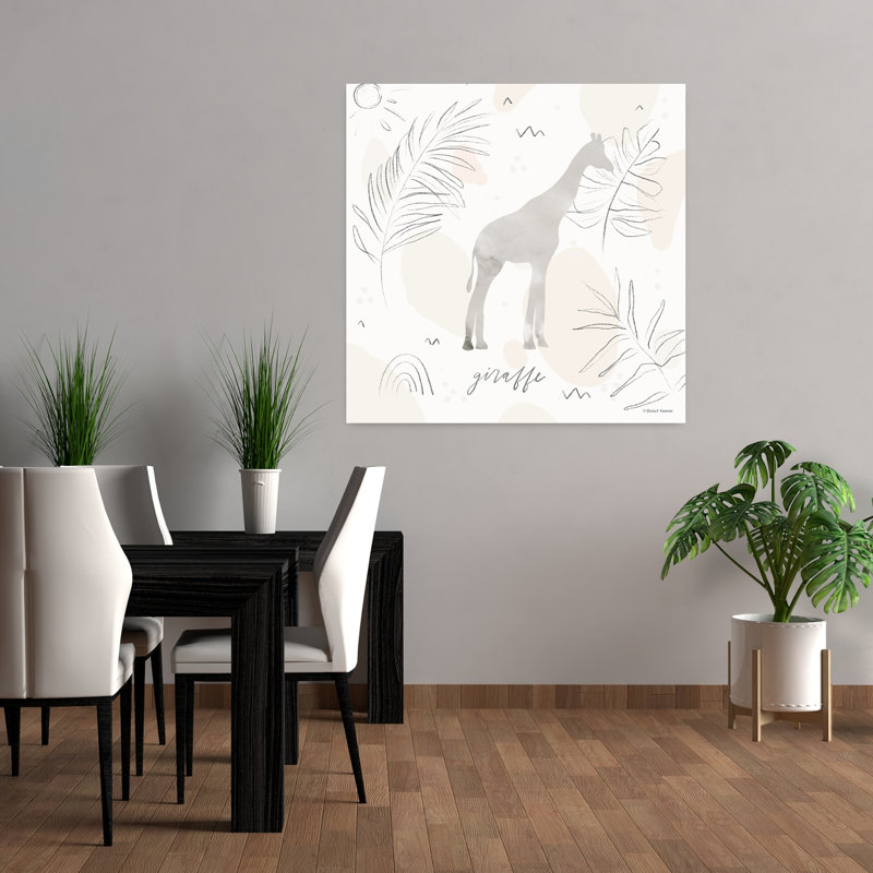 Art contemporain abstrait girafe dans la jungle safari, H 36 po x l 36 po