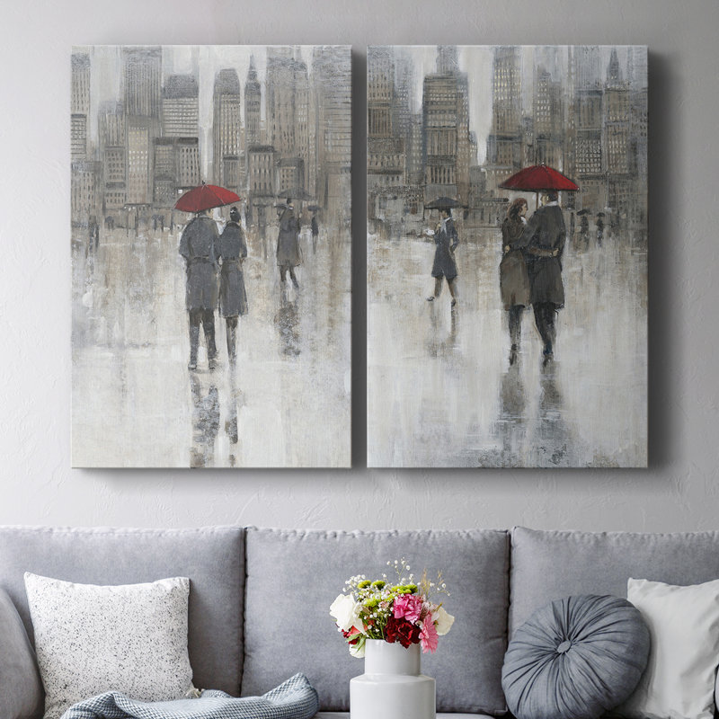 Rain in The City I - Toile tendue avec châssis de qualité supérieure - Prêt à accrocher, H 36 po x l 24 po