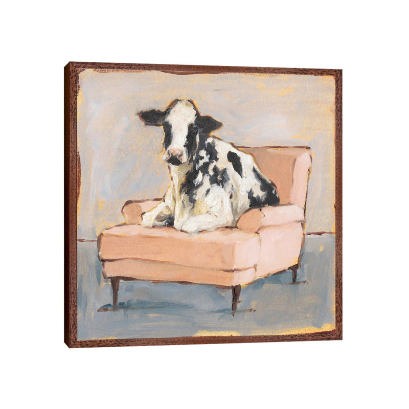 Moo-ving In II by Ethan Harper - Print on Canvas, 45.72 cm H x 45.72 cm W, Brown Framed