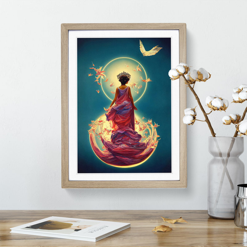 XV1022-645X Angelic Woman - Single Picture Frame Print, 34cm H x 25cm W, Oak