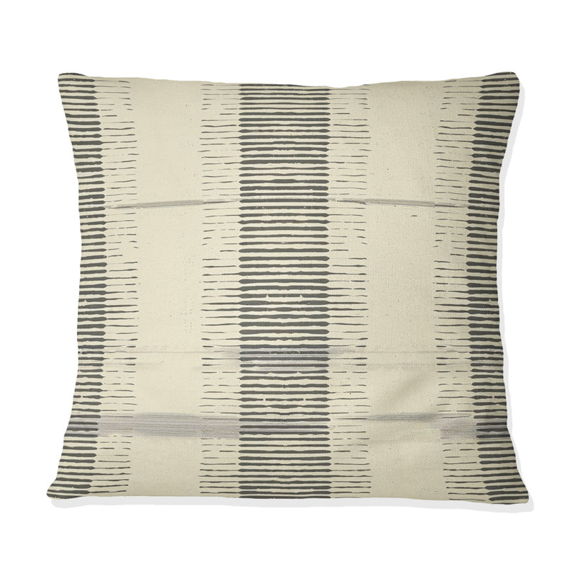 Crème noir à rayures Mid-Century rayé - Coussin Mid-Century, H 18 po x l 18 po