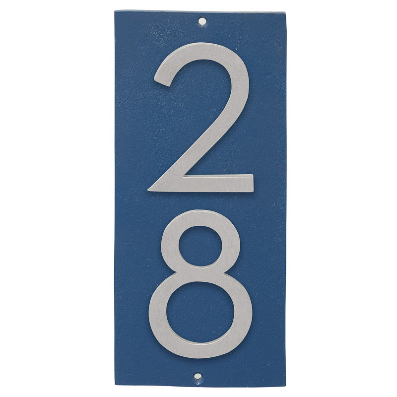 Plaque d'adresse murale flottante sur 1 ligne, Bleu mer, Aluminium brossé, Oui