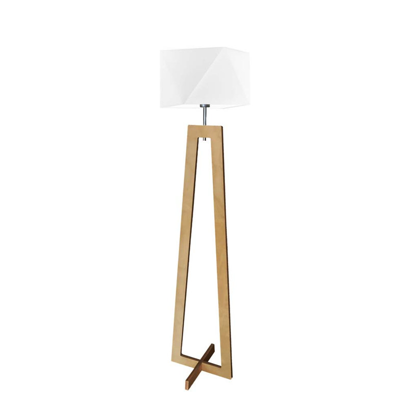 Ayaab 152cm Traditional Floor Lamp, Oak, White