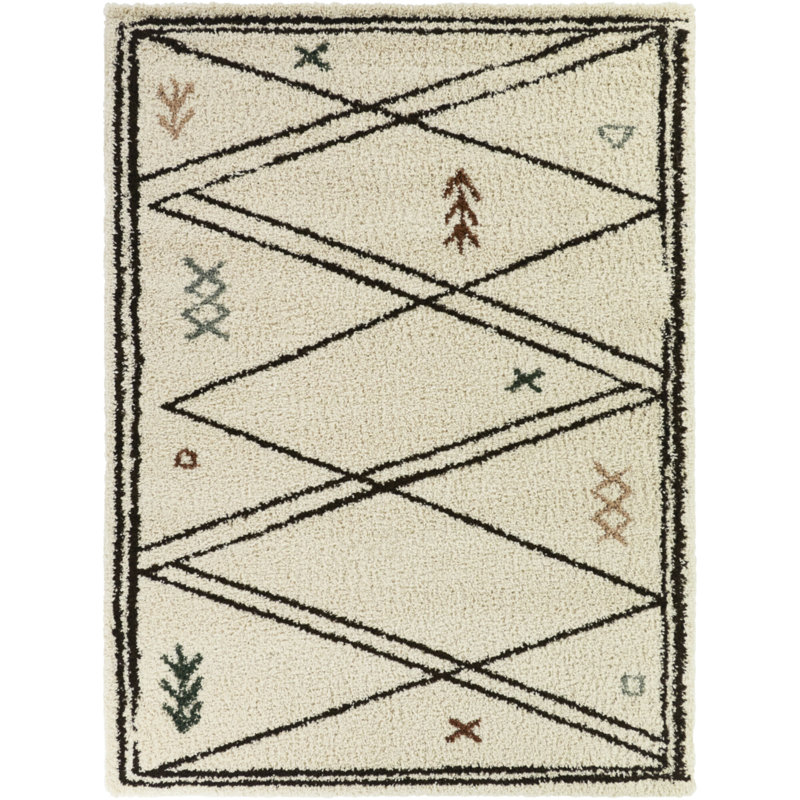 Lopes Brown Modern Moroccan Shag Area Rug, Rectangle 7'10" x 10'