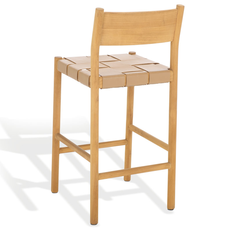 Tabouret de comptoir en cuir tissé Hentges, Tanné