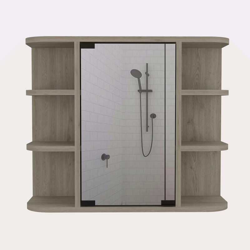 Pharmacie à 6 tablettes avec miroir, Gris