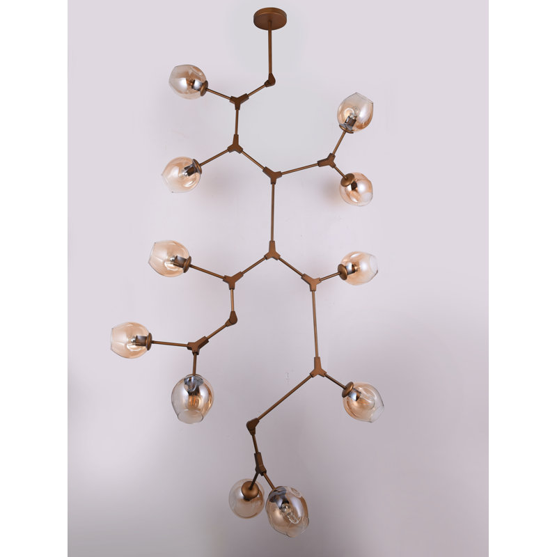 Lustre géométrique 11 lumières unique/statement Clem, Champagne, Or français