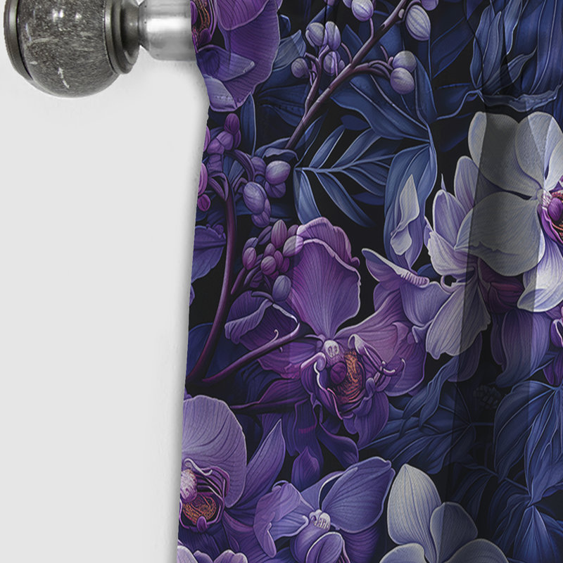 Orchid Twilight Tropical Pattern - Floral Curtain - Blackout Floral Curtain - 1 Panels, 52" W x 108" L