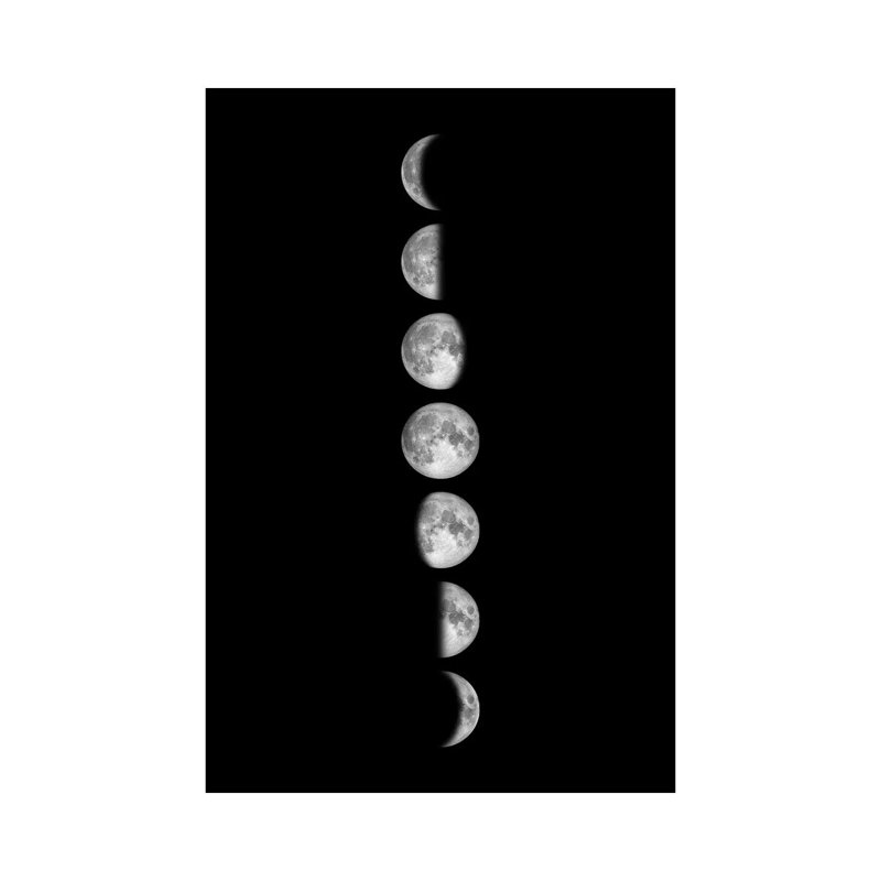 Minimalist Moon Phases - Black par GetYourNerdOn - Photographie sur toile tendue, H 26 po x l 18 po x 1,5 po