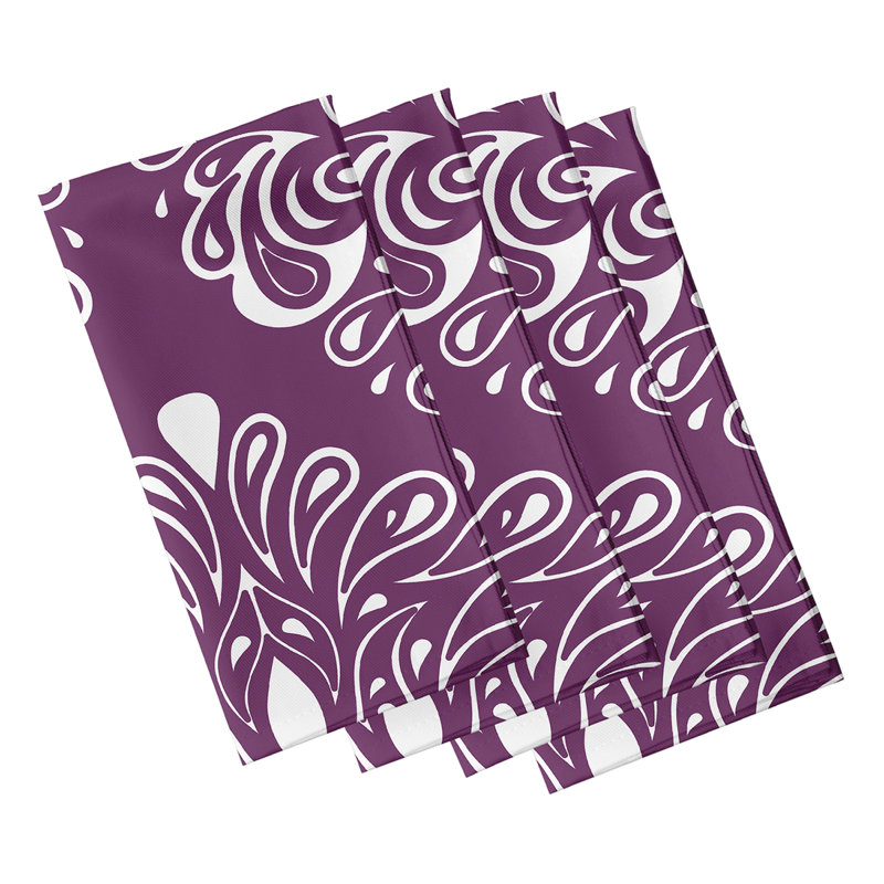 Selina Polyester Floral Square Napkin, Purple